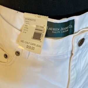 NWT Size 12 White Ralph Lauren Jeans Mid-calf Capri Jeans. Perfect for Summer!